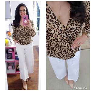 H&M Leopard Print Wrap Floral Blouse